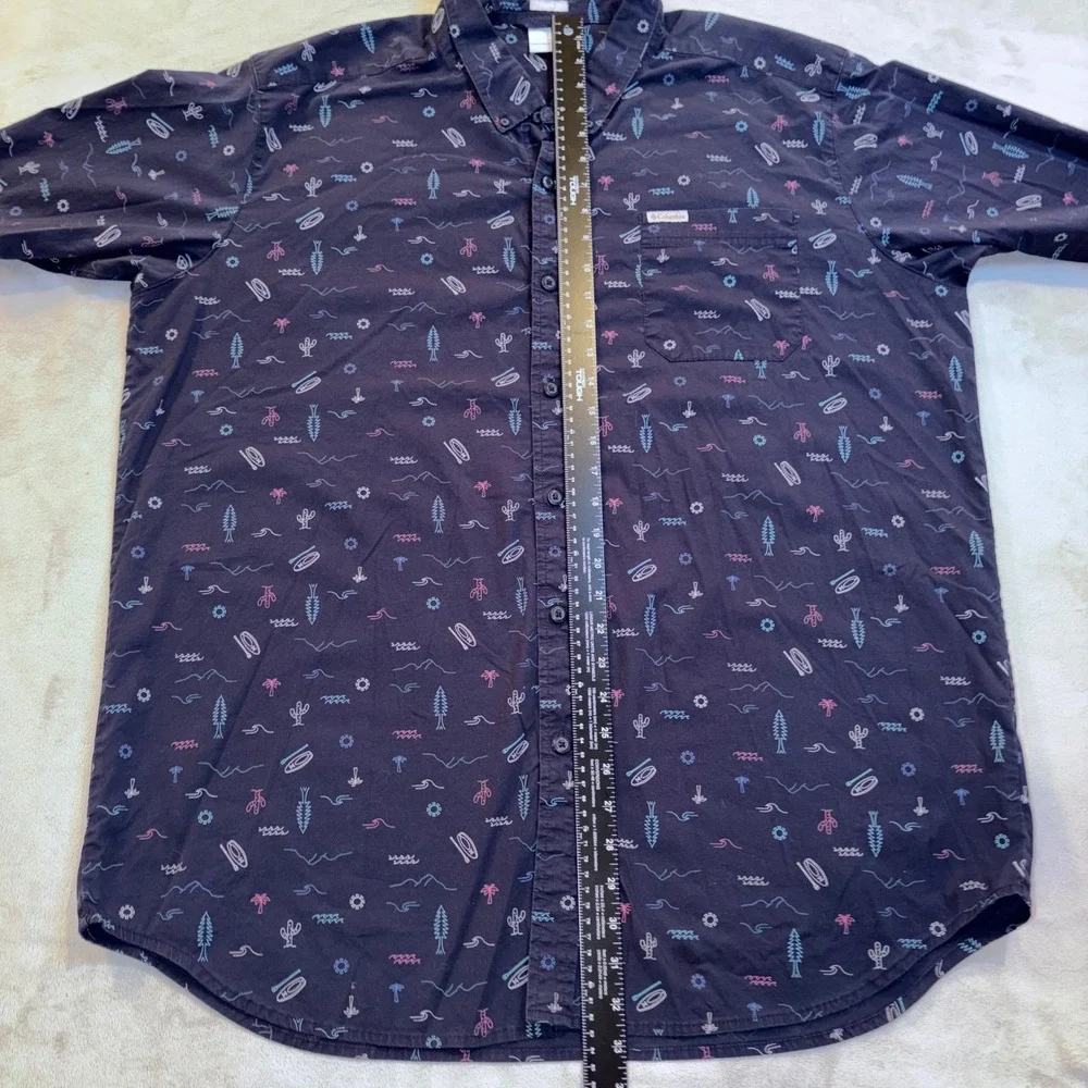 Columbia Mens Navy Rapid River Short Sleeve Button Down Shirt XLT Tall Regular